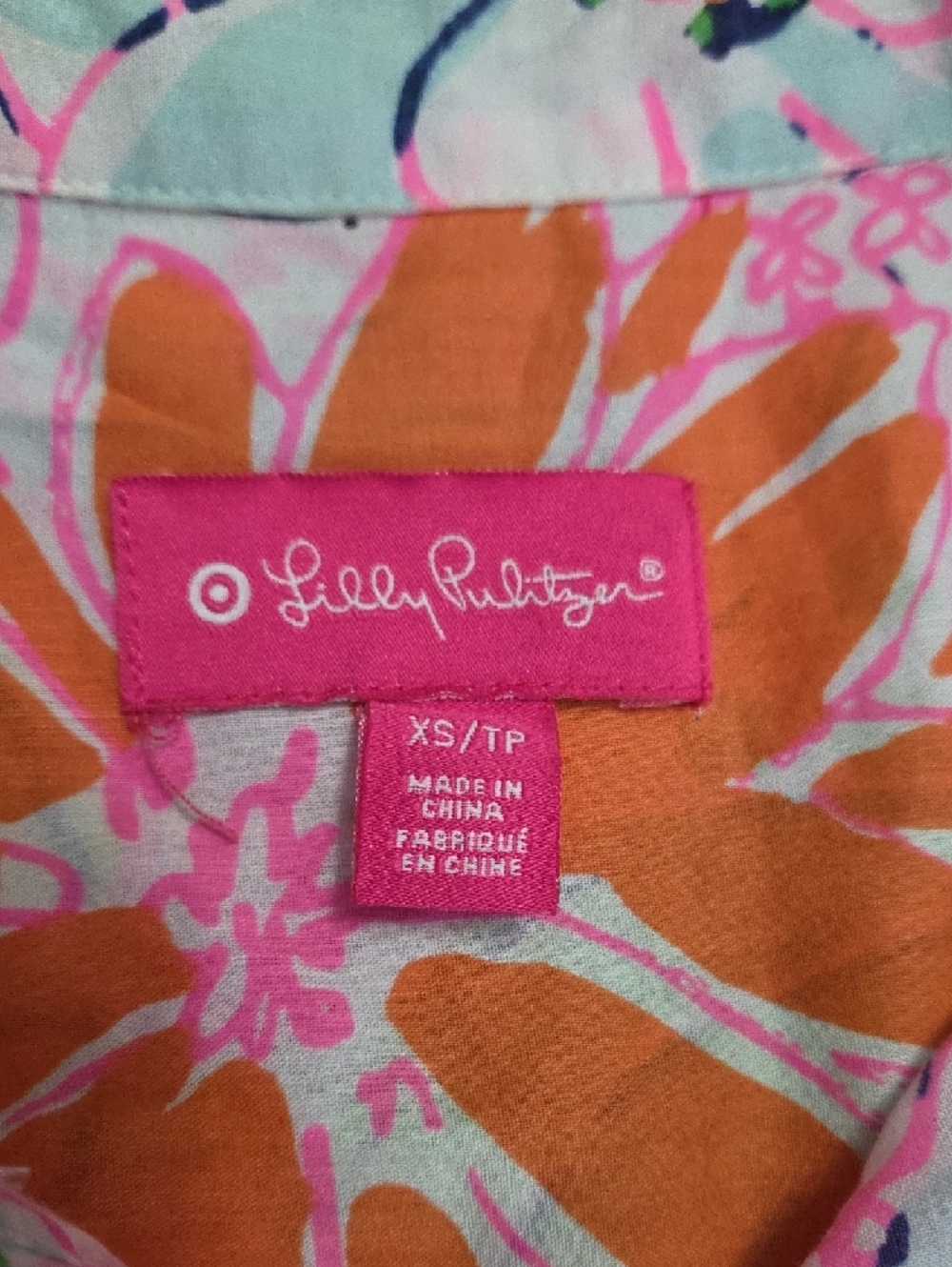 Lilly Pulitzer Pink, Orange & Green Floral Button-Up Shirt Size Xs - Picture 2 of 3